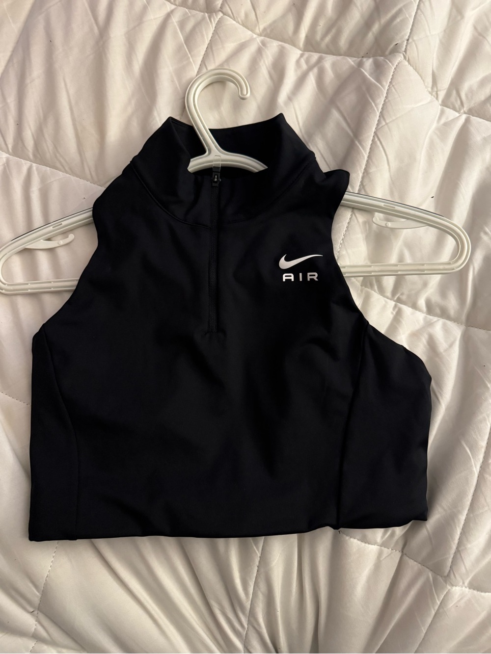 Nike Black High-Neck Zip Swim Crop with Air Logo